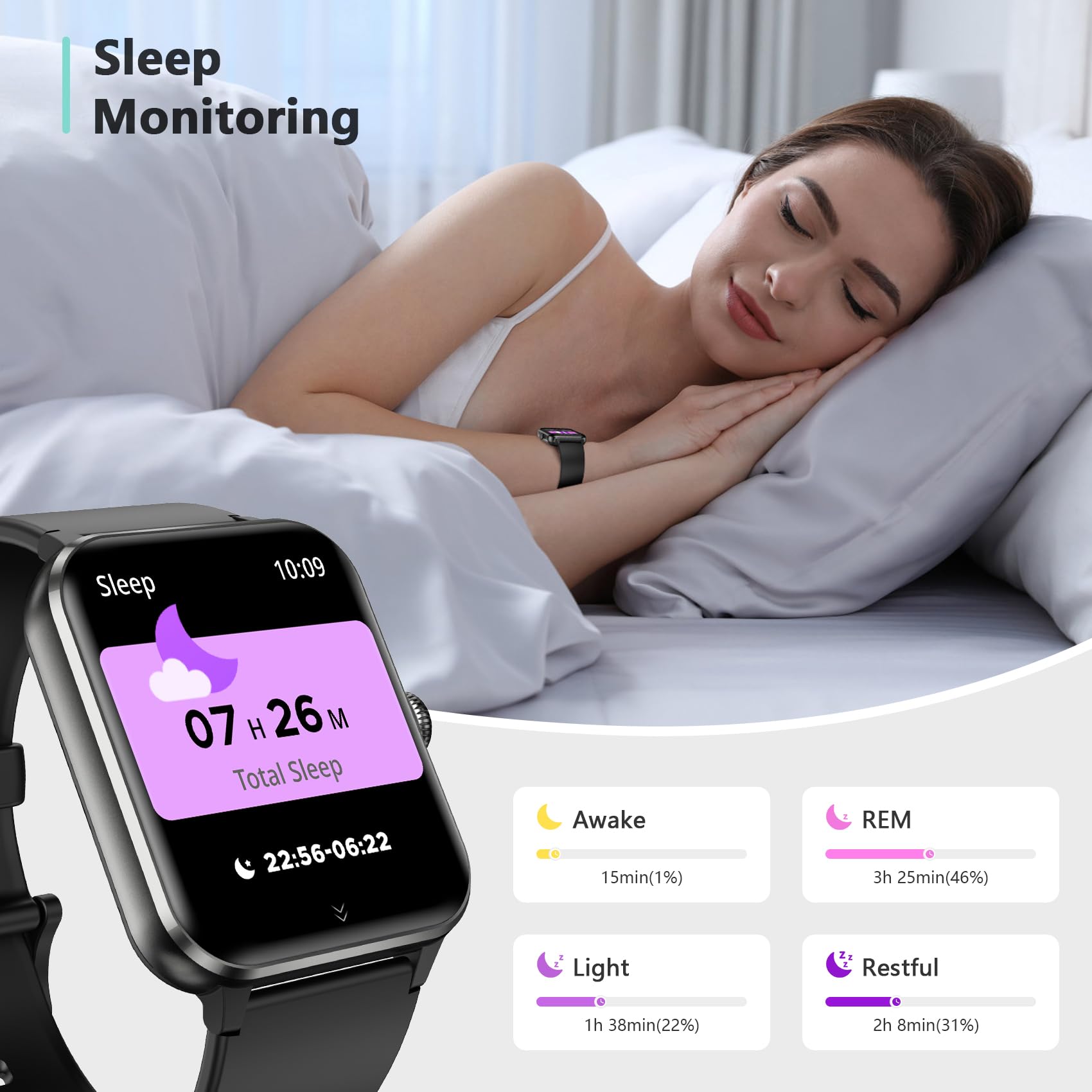 Blackview 2025 Smart Watch (Answer/Make Calls), Fitness Watch For Men And Women With Heart Rate/Spo2/Sleep Monitor/2 Straps, 100